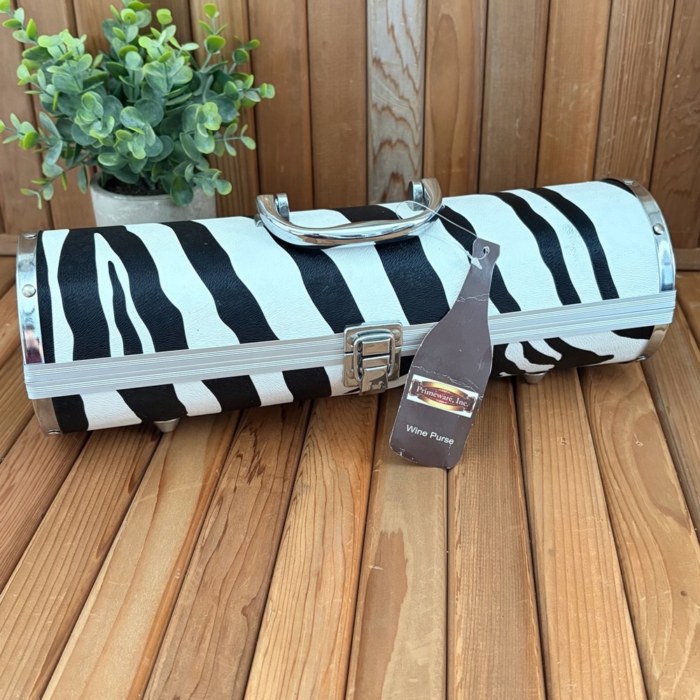 Vintage Style Y2K Zebra Print Wine Case, Repurposed Purse - Picture 10 of 10